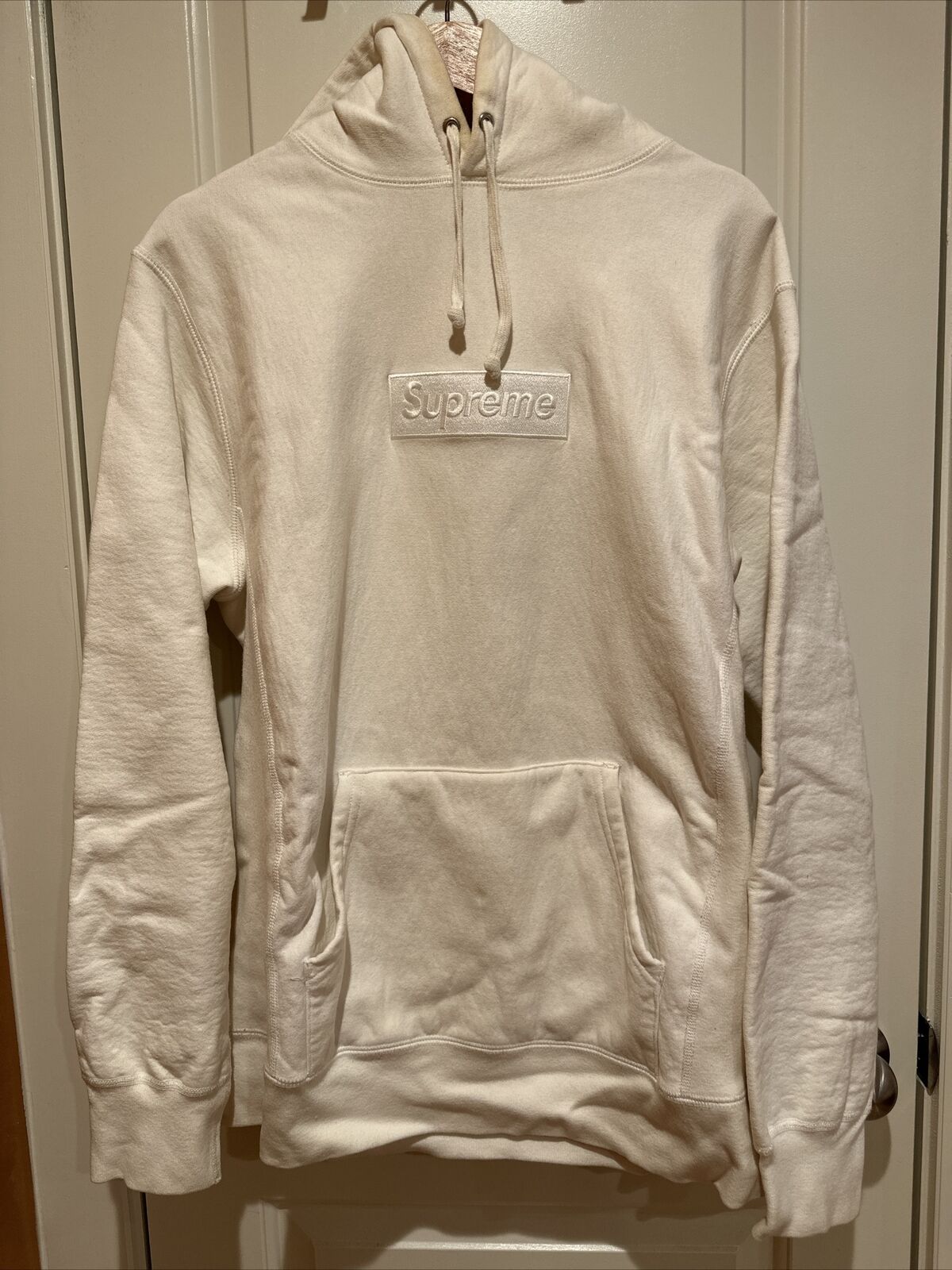 Supreme Box Logo Pullover Hoodie Tonal White FW14 Size Large