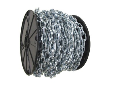 1/0 Zinc Plated Machine Chain 100' Straight Link WLL 465 lbs Utility Farm Fence