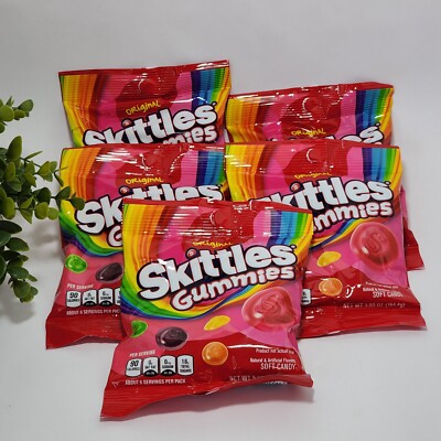 Skittles Gummies Original Assorted Fruit Flavor Candy Bag 5.8 oz 5-Pack Exp08/24