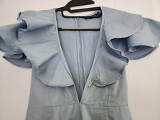 Blue Sexy Dress V Neck Ruffle Frills Short Pretty Little Thing Cap Sleeves