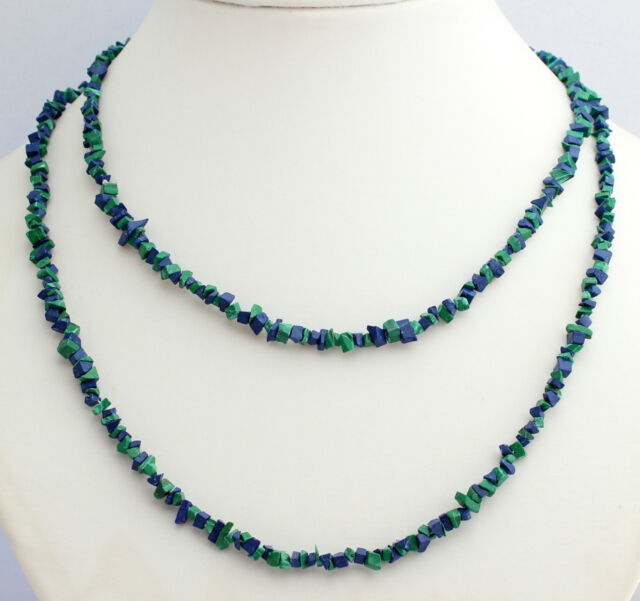 Malachit-Azurit (Behandelt) Splitterkette Edelsteine Halskette endlos Grün Blau