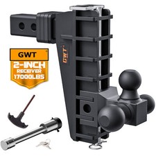 Adjustable Trailer Hitch 2 Inch Receiver 8 Inch Drop Towing Hitch Tri-ball Mount