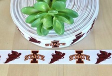 7/8" 1 YD Iowa State Cyclones Grosgrain Ribbon Collegiate Logo Ribbon