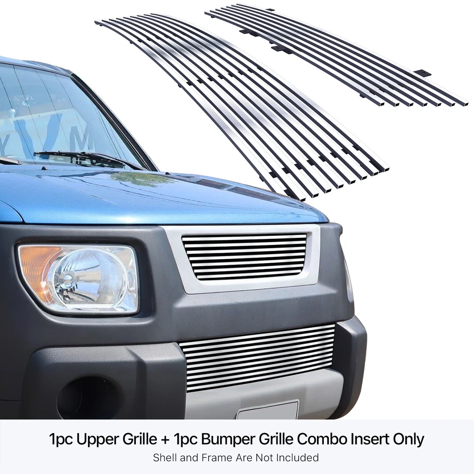 Combo de inserción de rejilla de billet cromada de acero inoxidable para Honda Element 2003-2006 Foto 3 de 4