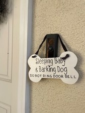 BABY SLEEPING & Barking Dog Bone Shape Sign