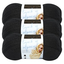  3 Pack Lion Brand Yarn 674-153 Touch of Alpaca Yarn, Black