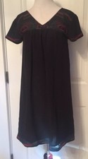 MADEWELL Dress MINI SHIFT Black Silk Color Embroidery NEW 158 Size XXS