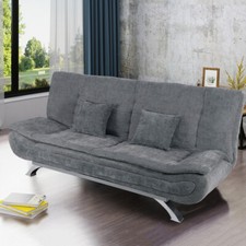 Upholstered 3 Seater Fabric Sofa Bed Settee Loveseat Sleeper Couch Sofabed Chair