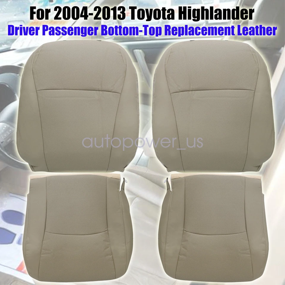 Driver & Passenger Side Leather Seat Cover Tan For 2004-2013 Toyota Highlander - Image 2 of 4