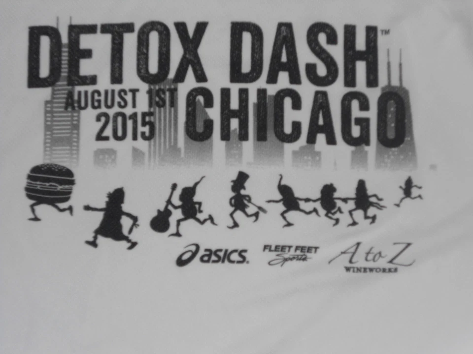 Camisa blanca de carrera de entrenamiento ASICS 2015 Detox Dash Chicago 1 de agosto XL/XXL Stay C Foto 4 de 4