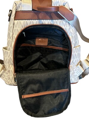 Marco M Monogram Backpack and Wristlet Set Beige Brown Gold  display picture 1