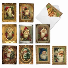 10 Assorted Merry Christmas Note Cards with Envelopes - PICTURE-PERFECT SANTAS