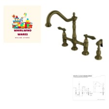 Heritage 8-Inch Kitchen Bridge Faucet with Brass Sprayer, Antique Brass
