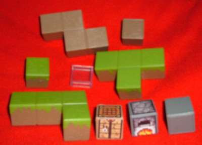 Lot of MineCraft Blocks Mine Craft 9 pieces, Landscape Scenery Grass Wood Stone