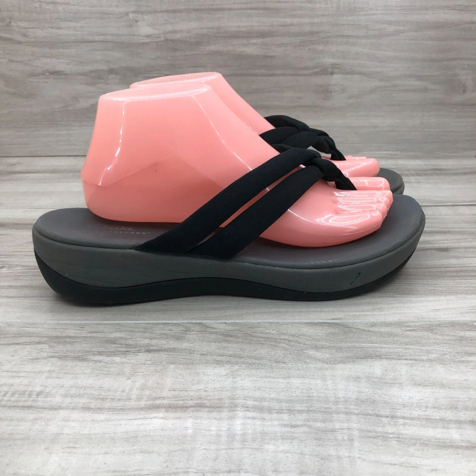 Sandali infradito Clarks donna 10M Aria Kaylie nero tessuto perizoma scarpe comode