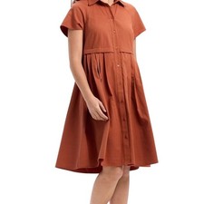 Universal Thread Womens Clay Orange Short Sleeve Midi Shirt Dress Large NWT