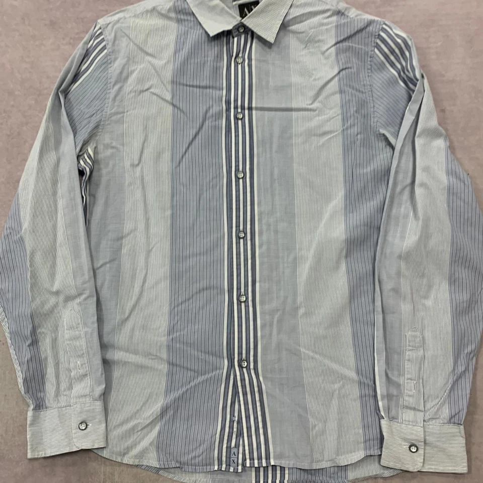 Armani Exchange Shirt striped patterned long sleeve shirt Men's L - Image 2 of 4