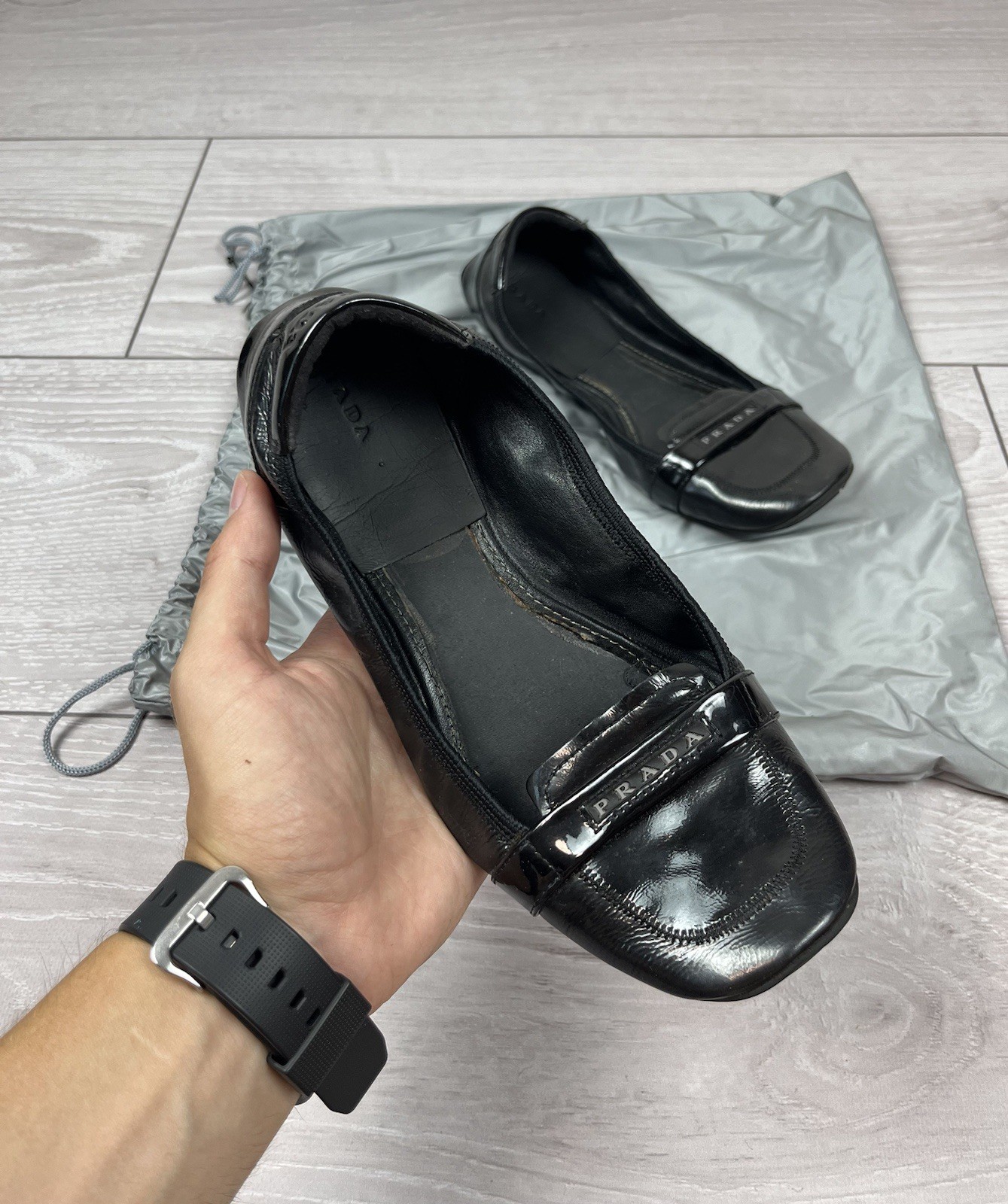 Prada Sport Vintage 00s Black Ballet Slip-On Flats Women's EU 37.5