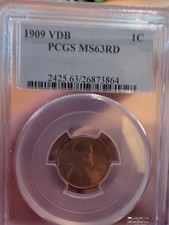1909 VDB RED Lincoln Wheat Copper Cent 1C PCGS MS 63 RD