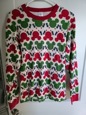 Hanna Anderson Disney PJ Long John Top Holiday 100% Organic Cotton Womens Med 