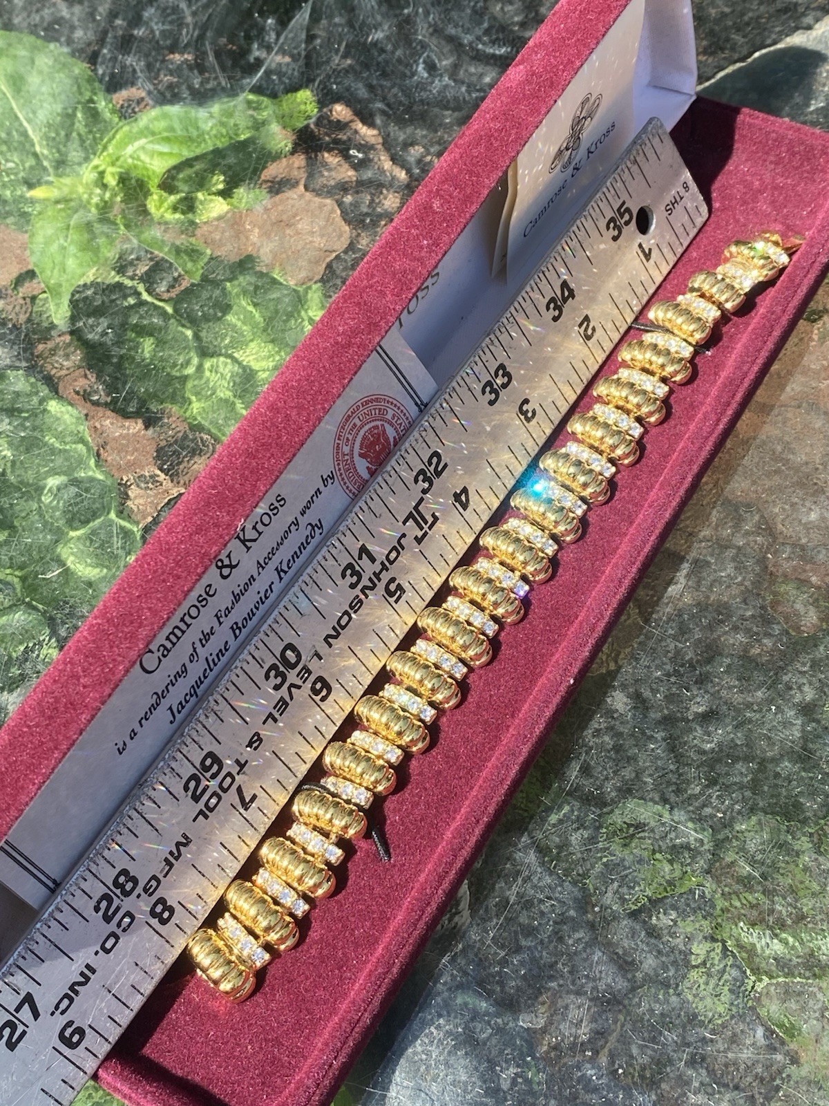 New Camrose & Kross JBK Jackie Kennedy Gold Toned Crystal Link Bracelet  In Box