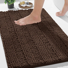 Non Slip Super Absorbent Chenille Bathroom Rug Mat Brown 24x17 Inch 1 2 3