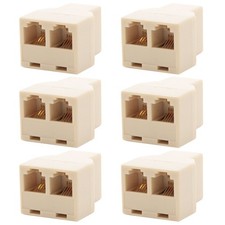 6x 2 Way 6P4C RJ11 Telephone Phone Line Modular Jack Splitter Female T Adapter