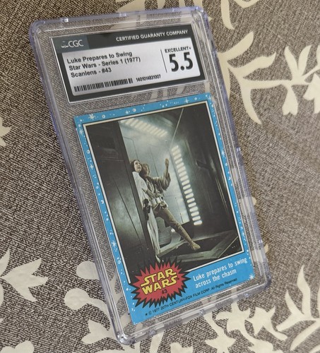 1977 Topps Star Wars #43 Luke prepares to swing across the chasm — CGC 5.5