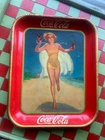 Vintage 1937  Coca-Cola "Running Girl" Serving Tray Yellow Bathing Suit On Beach