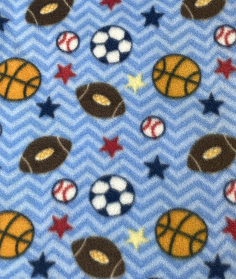 Garanimals Blue Fleece Sport Blanket Football Soccer Ball Basketball Baseball - Image 4 of 4