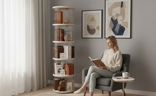 360° drehbares Bücherregal Standregal Turmregal platzsparend für kleine Räume