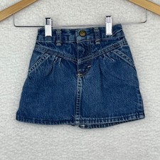 Vintage OshKosh Bgosh Girls Denim Mini Skirt Medium Wash Pleated Elastic 4T