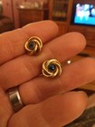 Vintage Signed Swank Gold Tone Blue Glass Stone Cufflinks — photo 1