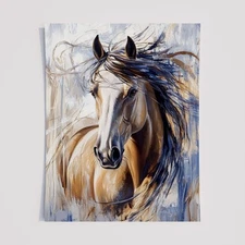 Wild Horse Wall Art Print –Horse Painting Poster for Rustic, Western & Farmhouse
