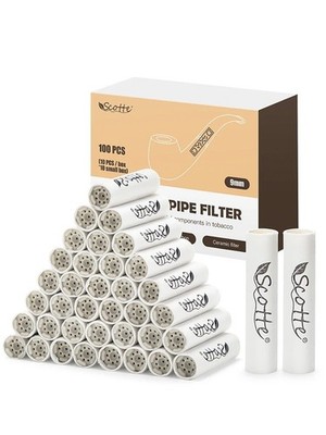 100Pc 9mm Activated Carbon Pipe Filters | Tobacco Smoking Filters w/ Ceramic