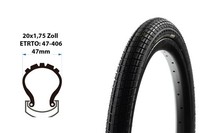 20 Zoll Fahrrad Reifen 20X1.75 Bmx Mtb Bike Mantel 47-406 Decke Tire Schwarz