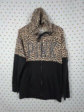 Victoria's Secret PINK Leopard Cheetah Full Zip Hoodie Sweatshirt Small S