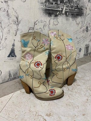 Women Paolo Conte Boots Beige Leather 40
