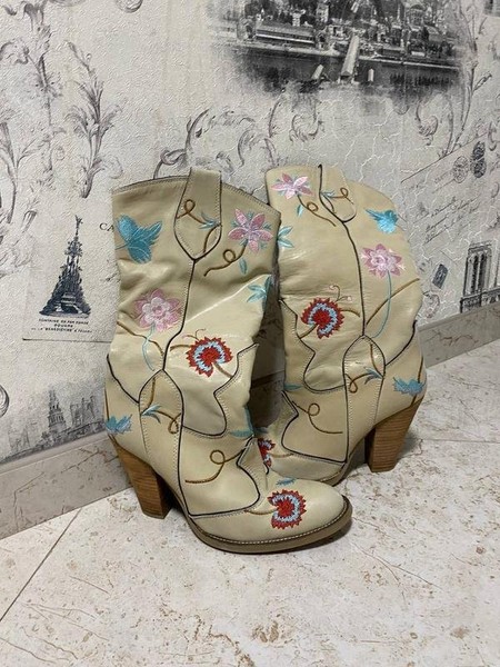 Women Paolo Conte Boots Beige Leather 40