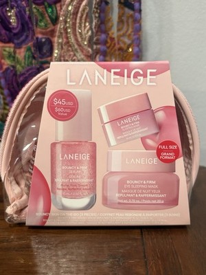 Authentic Laneige Bouncy Skin On The Go Full, Mini Size & Bag 4 Piece Set New