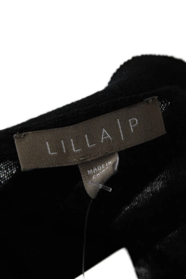 Lilla P Womens Button Front Long Sleeve Oversized Cardigan Sweater Black Small - Image 4 of 4