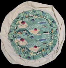 Round Accent Table Cloth 27 Inches Around, Cowboys, Farm Country Collectible (U)