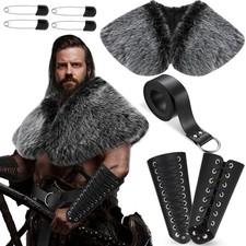 Viking Warrior Costume Fur Trim Adult Men