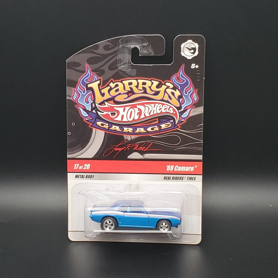 Hot Wheels LARRY'S GARAGE '69 CAMARO 17/20 BLUE REAL RIDERS - Image 3 of 3