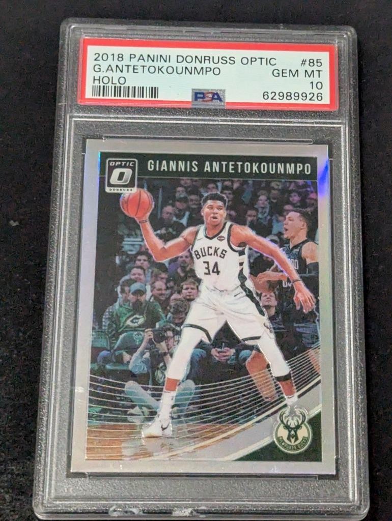 2018 Donruss Optic Giannis Antetokounmpo Holo #85 PSA Gem Mt 10