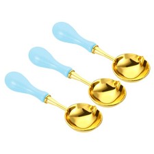 4" Wax Seal Spoon Wax Melting Spoon Vintage Wooden Handle Sky Blue 3Pcs