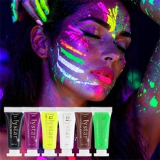 Glow in the Dark Face Body Paint Set 6 Colors UV Black Light Halloween Makeup