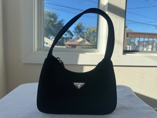 Black Prada Re-Edition 2000 nylon mini- Handle Zip Closure Silver Hardware Italy