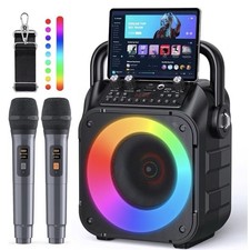 CYY Karaoke Machine Portable Bluetooth Speaker 2 Mics Open Box
