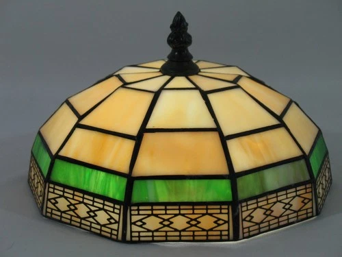 8 1/2" Vintage Spectrum Tiffany Style Stained Glass Ceiling Light Fixture Shade